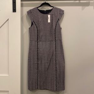 JCrew black, red and white print dress